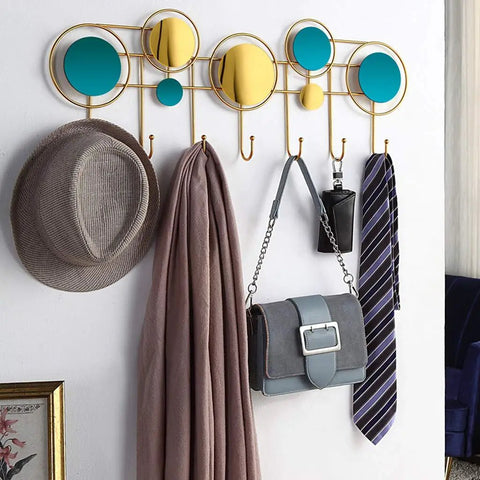 Heavy Duty Wall Mounted Coat Rack With Seven Rustproof Iron Hooks Modern Light Luxury Hardware Entryway And Bathroom Storage Solution That Handles The Daily Grind In Style with hats, scarves, bags, and ties.