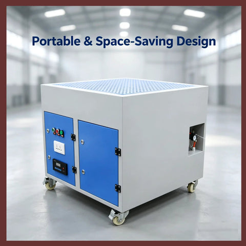 Heavy Duty Industrial Dust Collector And Welding Fume Extractor With Multi Stage Filtration System That Knocks The Dust Straight Out Of The Air 220V Workbench Rig with portable space-saving design.