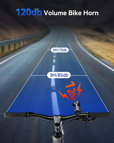 120dB Bike Horn On Handlebar Mount Waterproof Electronic Bicycle Bell With Battery Loud As Heck Clear Warning For Kids Bikes Scooters And EBikes Easy Install Long Lasting Safety Alert