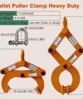 Industrial Pallet Puller Clamp 2204 lb Capacity Heavy Duty Steel Single Scissor For Pulling Pallets With Six Inch Jaw Opening
