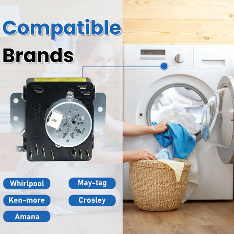 Dryer Timer Replacement W10185981 Compatible With Whirlpool Kenmore Crosley Amana WPW10185981 41809520B5 AP6016540 1481704 PS11749830 EAP11749830 Easy Install No Fuss High Quality Parts That Endure. dryer timer for Whirlpool washer-dryer