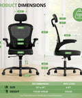 Ergonomic Desk Chair For Long Hours With High Back And Plush Lumbar Support, Flip Up Armrests, Rolling Swivel, 330 Lbs Capacity dimensions