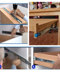 Installation of Heavy Duty Drawer Slides With Lock 16 Inch Full Extension Metal Glides 3 Fold Ball Bearing Runners