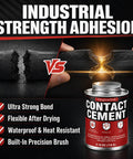 Top Grade Contact Cement Adhesive 4.16 Oz With Brush for leather and rubber fixes, showcasing strong adhesion in comparison.