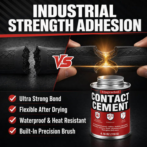 Top Grade Contact Cement Adhesive 4.16 Oz With Brush for leather and rubber fixes, showcasing strong adhesion in comparison.