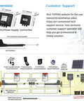 Diagram of Heavy Duty Solar Dual Swing Gate Opener For 18 Ft Per Arm Auto Electric Driveway Gate Motor with components and support