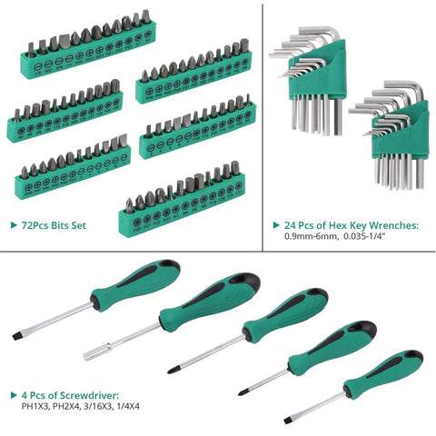 213 Piece Mechanic Tool Set With Socket Wrenches CrV Steel SAE And Metric Home And Auto Repair Kit In Plastic Storage Case
