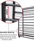 Dang Sturdy Heavy Duty Vinyl Roll Storage Rack showing adjustable spacing of 4.5cm across removable metal crossbars.