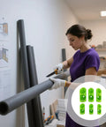 Person using Green Three Piece Foam Pipe Cutter Tool Set For Insulation Pipes, Ergonomic Curved Cutters, ABS Plastic