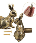 Solid Brass Rabbit Cabinet Pull Set With Vintage Brass Knobs Antique Finish Drawer Pulls For Kitchen Cabinets And Wardrobes 2 Pack