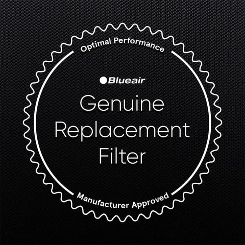 Label for Replacement Particle Filter For Pro M L XL Air Purifier with Genuine Replacement and Optimal Performance text.