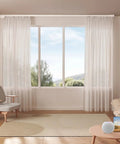 Motorized Smart Electric Curtain Track With Remote App And Voice Control For Alexa Google Home And Apple Home No Cut 89 To 160 Inches Easy Setup No Fuss And Smooth Quiet Operation For Your Windows, mounted above sheer curtains in a living room