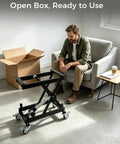 Heavy Duty Electric Lift Table With 320 Lbs Load Capacity, open box in living room, ready for use, premium carbon steel build.