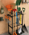 Heavy Duty Freestanding Garden Tool Organizer Rack With 3 Tiers And 14 Hooks Holds 50 Plus Tools Like Rakes Shovels And Brooms