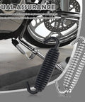 Heavy Duty Aluminum Motorcycle Kickstand Springs Pair OEM 50005-85A Fits Harley Softail Fxst And Tour Glide Flt showcasing black and silver springs.