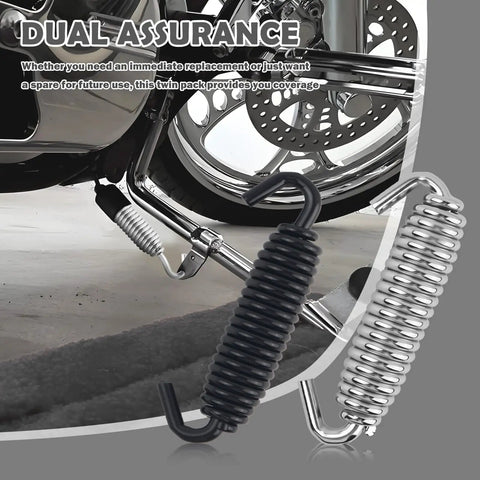 Heavy Duty Aluminum Motorcycle Kickstand Springs Pair OEM 50005-85A Fits Harley Softail Fxst And Tour Glide Flt showcasing black and silver springs.