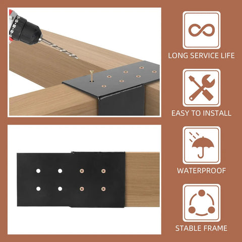 4 Pack Pergola Joist Brackets for 4x4 Wood Posts, Built to Last Heavy Duty Post Connector Braces for Outdoor Decks and Patio Structures, Post Top Rafter Brackets, Rust Resistant Steel