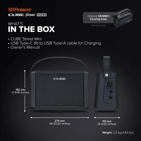 Cube Street Mini Ultra Compact Stage Amplifier For Solo And Duo Performances With Mic And Instrument Inputs BuiltIn Effects