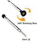 2mm screwdriver from the Fingerboard Maintenance Kit with long handle and 360° rotating feature for deck and truck mounting.