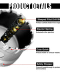 SALI 7/8-inch hole saw kit with tungsten carbide tipped teeth and titanium-plated pilot drill bit; inner view with ejector spring