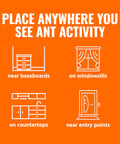 Illustration showing placement for Indoor Liquid Ant Baits With Adhesive Strips For Discreet Baiting in homes near ant activity areas.