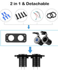 Road Ready Waterproof Cigarette Lighter Socket Splitter With Straight Up Beast Mode Charging QC 3.0 Dual Usb Ports And Sweet Blue Led Rocker Switch Panel showing 2 in 1 detachable design components.