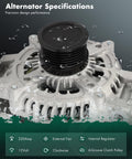 Alternator For Jeep Grand Cherokee 3.0L 2014 2018 High Output 220Amp 12V With Six Grooved Pulley CW Rotation Internal Regulator