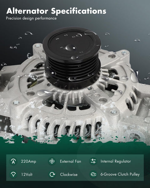 Alternator For Jeep Grand Cherokee 3.0L 2014 2018 High Output 220Amp 12V With Six Grooved Pulley CW Rotation Internal Regulator