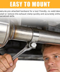 Installation of 2.5 Inch Exhaust Clamp Universal Stainless Steel Narrow Band on 2.5 Inch OD pipe with wrench