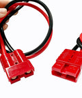 2 Pc 50A Battery Quick Connector Cables 1.64ft 8Awg Heavy Duty Electric Forklift Charging Plugs With O Ring in red and black.