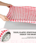 3 Pack Red And White Checkered Picnic Tablecloths, Fitted Rectangular Vinyl With Flannel Backing, Waterproof Table Cover 30x72"