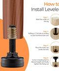 Installation guide for Eight Pack Adjustable Furniture Leveling Feet With M8 ISO Thread 1.8 Inch Tall 1 Inch Base Nuts And Felt Pads Included Black No Wobble Desks Tables And Chairs