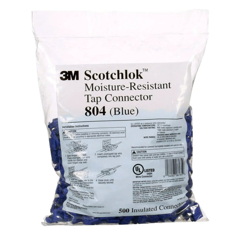 Bag of 500 Self Stripping Moisture Resistant Electrical Insulation Displacement Connector 804 Bulk Blue For 18 To 16 AWG Wire
