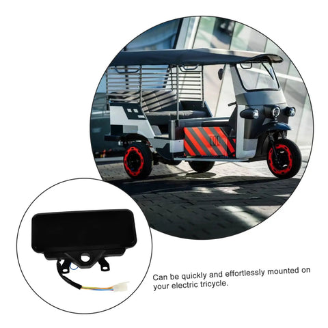Waterproof LCD Display For Electric Bikes And Tricycles With Speedometer And Battery Monitoring, Universal Compatibility For Outdoor Recreation, Easy Mounting, Durable Front Panel, Weatherproof Readout In Sun And Rain, 9.25x5.51x2.36In on electric tricycle with wiring