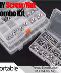 Boss Level Nuts And Bolts Screw And Washer Combo Kit For No Sweat Diy Furniture Household And Electronics Repair With Corrosion Resistant Anti Slip Coated Hardware in clear organizer boxes.