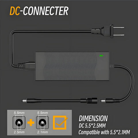 Fast 24V 2A Electric Scooter Charger with DC Connecter, 48W Output, 100-240V AC Input, compatible with Jazzy and Pride.