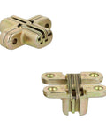 Invisible Cross Hinge 44 Mm Zamak Hidden Furniture Hinge 180 Degree Foldable Concealed Cabinet Hinge Yellow Galvanised