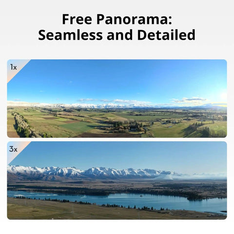 Air 3S Fly More Combo With Dual Screen Remote Controller capturing seamless panoramic landscape views with 1 inch CMOS camera.