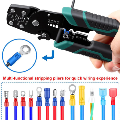210 Piece Wire Butt Connector Set With Crimping Tool 22-10AWG Insulated Splice Connectors for Electrical Projects shown