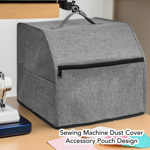 Oxford Cloth Sewing Machine Cover With Accessory Pouch, Dustproof Protector For Serger And Standard Sewing Machines in gray