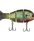 Mike Bucca Baby Bull Gill Swimbait, 3.75 Inch, Three Quarters Ounce Ruby Gill, triple jointed hard plastic lure for bass