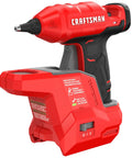 Red V20 Mini Cordless Hot Glue Gun With LED Light And Sticks Set, fast heat up, dual temperature control, compact DIY tool displayed