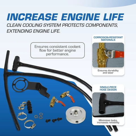Heavy Duty Ford 6.0 Powerstroke Coolant Filtration Kit For 2003 To 2007 Diesel, Leak Proof, Single Piece Hose Design, CNC Machined 6061 Aluminum Build, Tough Long Lasting Coolant Filter System For Serious Diesel Power