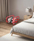 Two Story 13 Foot Emergency Fire Escape Ladder No Assembly Required Just Unfold And Go Retractable Lightweight Aluminum Alloy Construction With Sturdy Polyester Strap Anti Slip Rungs And Wide Steps Supports Up To 1000 Lbs Max Load, folded in bedroom