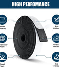 2 In X 1 8 Inch Thick Foam Weather Stripping Tape Single Sided Adhesive Seal on display roll showing its structure and features.