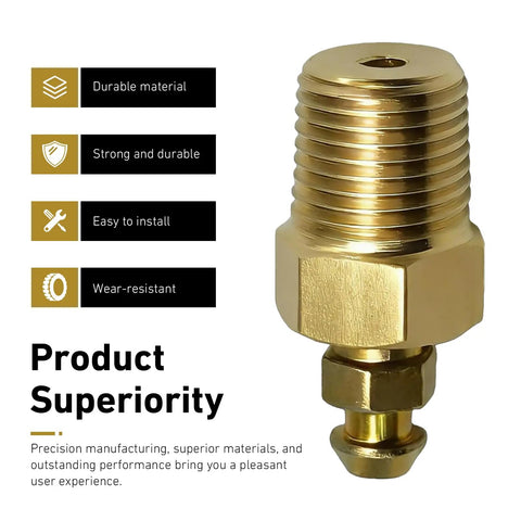 Badass Heavy Duty Brass Bleeder Screws Eight Piece Brake Caliper Kit With 1 8 27 And 1 4 28 Threads showing a gold brass bleeder screw.