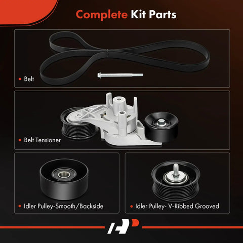 Serpentine Belt Drive Kit For Ford F Series Super Duty 2003 Through 2007 6 0L V8 With Single Alternator Belt Included Fits F250 F350