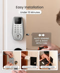 Smart Lock With Built In WiFi Keyless Entry And Display No Key Needed Front Door Deadbolt For Home And Rental Use 100 PIN Codes IP54 Weather Rating BHMA Grade 3 Security Silver.