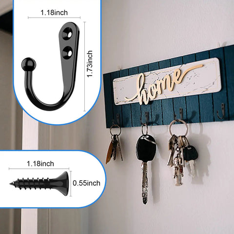15 Piece Top Shelf Black Coat Hooks Super Solid Zinc Iron Wall Mounted Rack Rustproof Finish No Sweat Mounting Screw Kit For Closets Entryways Mudrooms And Bedroom Doors Easy Hanging Hardware