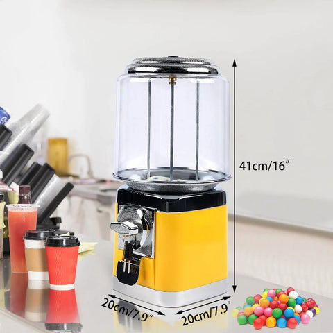 Dope Gumball Candy Vending Machine Auto Coin Operated Dispenser Holds 200 Balls And 600 To 1000 Coins Fits 1.26 Inch Balls Perfect For Retail Stores And Shopping Malls Bright Yellow